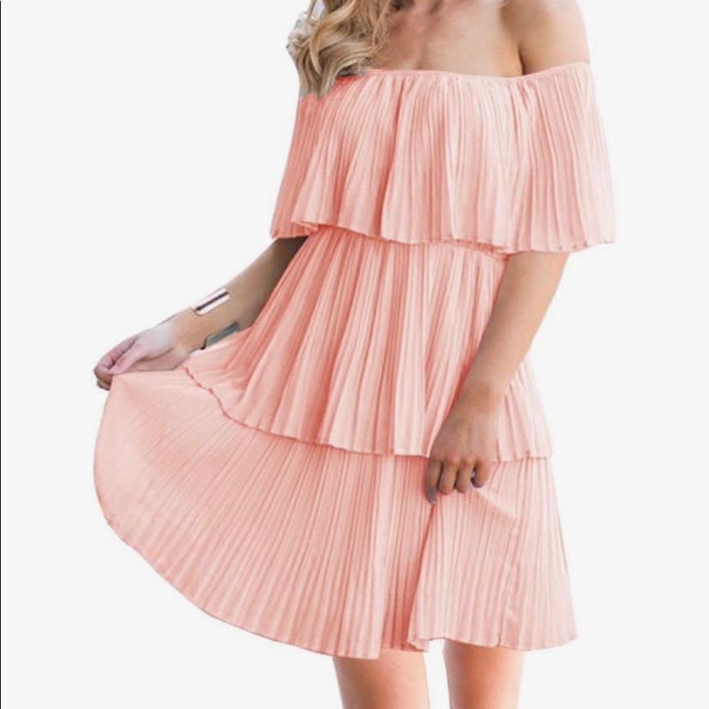 Ruffle pleated  dress